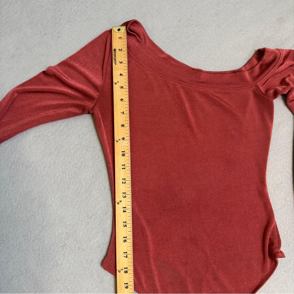 Free People Intimately | Rust Red | One Shoulder | Long Sleeve Bodysuit | Size S - Picture 4 of 9